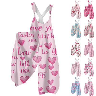 Женская мода ул.. Патрик Принт Повседневный Свободный Спинка Широкий Комбинезон