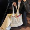 Summer Mesh Knitted Fashionable and Casual Beach Bag Travel Tote Commuter Bag Vacation Shopping Handbag Women Daily Use AVE