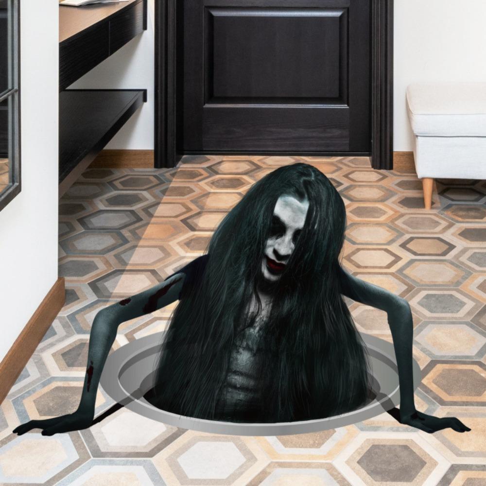 Realistic Halloween Ghost Wall Sticker PVC Spooky Floor Sticker Halloween Party Atmosphere Prop