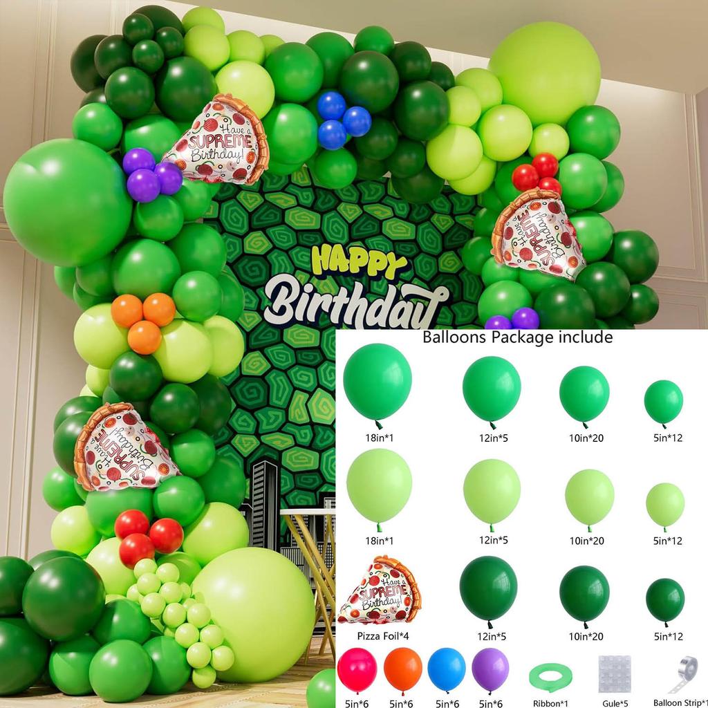 Mori Set Green Latex Balloon Chain Set Vintage Themed Birthday Party Decorative Jungle Set