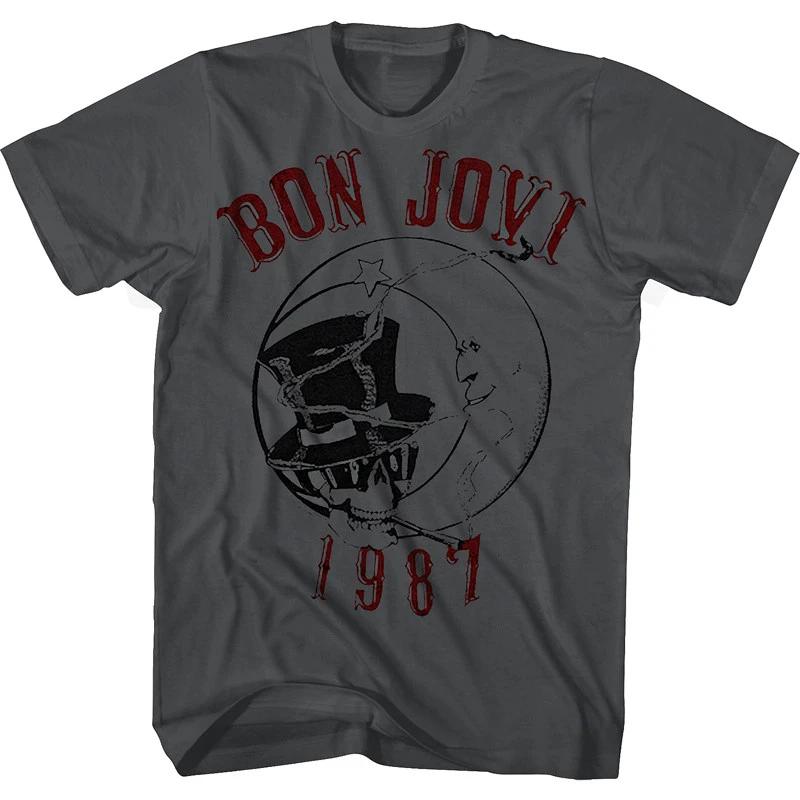 2026 New Summer Metal Bon Jovi Rock Band Casual TShirt Unisexs and Womens Band Brand High Quality Oversized Top