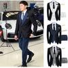 Danmo Costume Slim Fit Men Suits Slim Fit Business Suits Groom Black Tuxedos for Formal Wedding Suits Jacket Pant Vest 3 Pieces