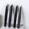 Black Stainless Steel Precision Tweezers for Eyebrows and False Eyelashes