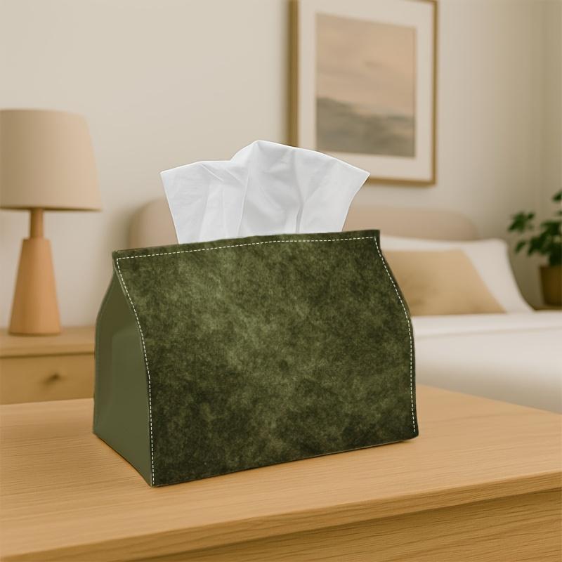 1pc Tissue Box with Green Textured Scene Decorative Storage Box for Holiday Home Decor, Kitchen, Living Room, Car- Festive Tissue Dispenser Ideal Gift