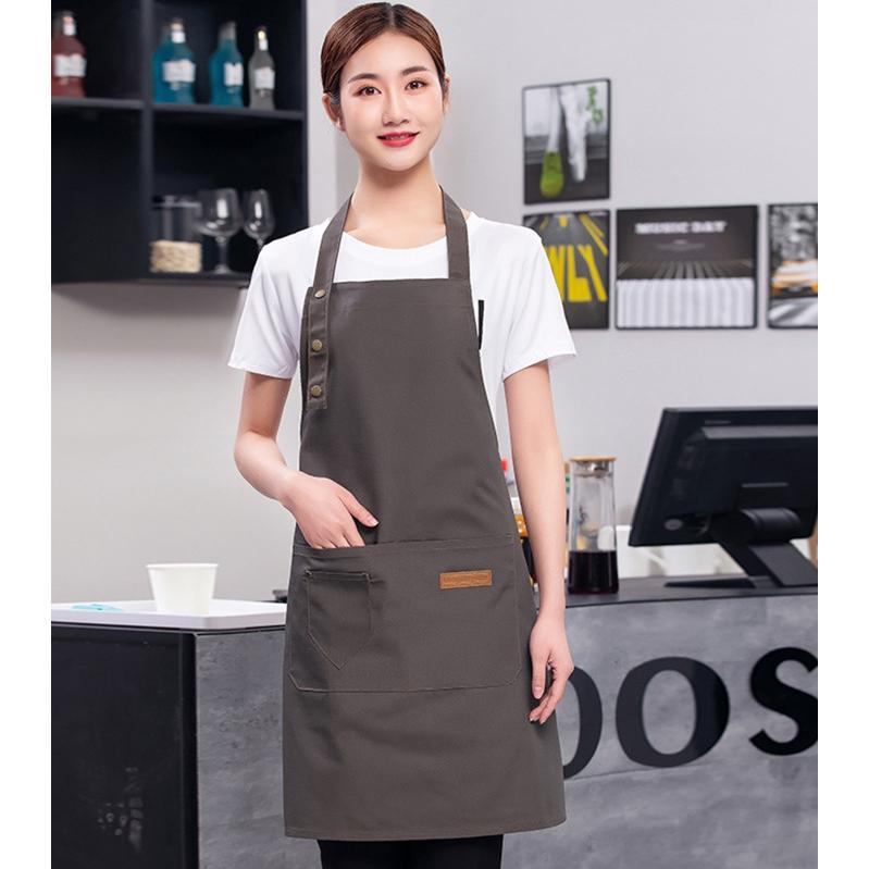 Модные холщовые кухонные фартуки для женщин и мужчин, рабочий фартук для шеф-повара для гриля, ресторана, бара, кафе, красоты, маникюра, студии, униформа