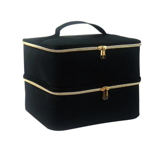 Сумка-органайзер для переноски лаков для ногтей, большой вместимости, двухслойная, на молнии
