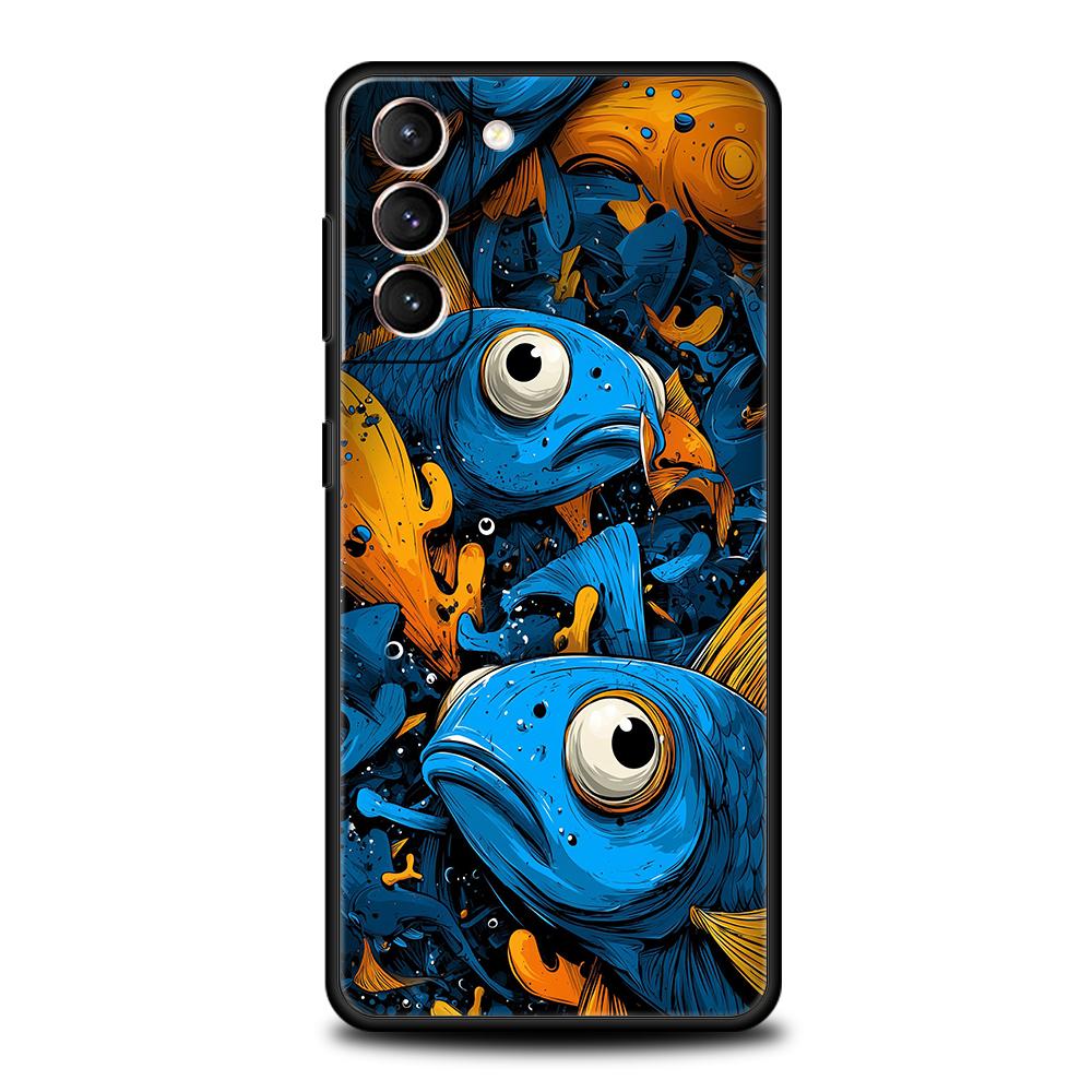 Чехол для телефона Cover для Samsung Galaxy S25 Edge S24 S23 S22 S20 S21 FE Ultra S10 S10E Plus 5G Мягкий ТПУ Capas Синий Океан Рыба Capas