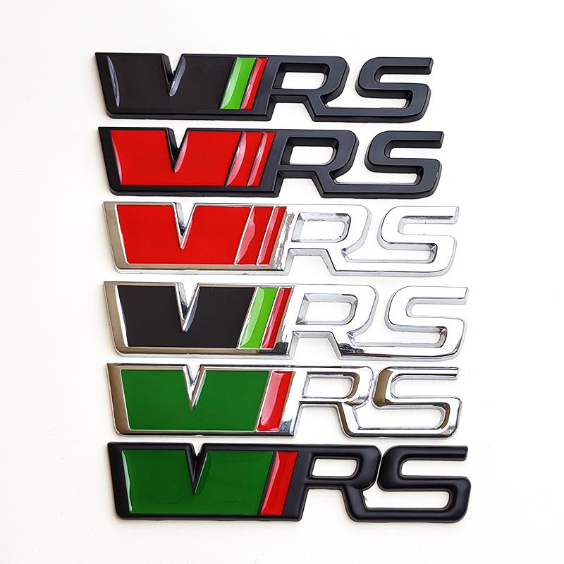 3D Metal RS Logo VRS Car Front Grill Emblem Rear Trunk Badge For Skoda VRS Octavia 1 2 3 Rapid Kodiaq Karoq Fabia Kamiq Superb QN8