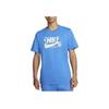 Nike Спортивная футболка с логотипом и круглым вырезом, мужские топы, синяя DR7808-435
