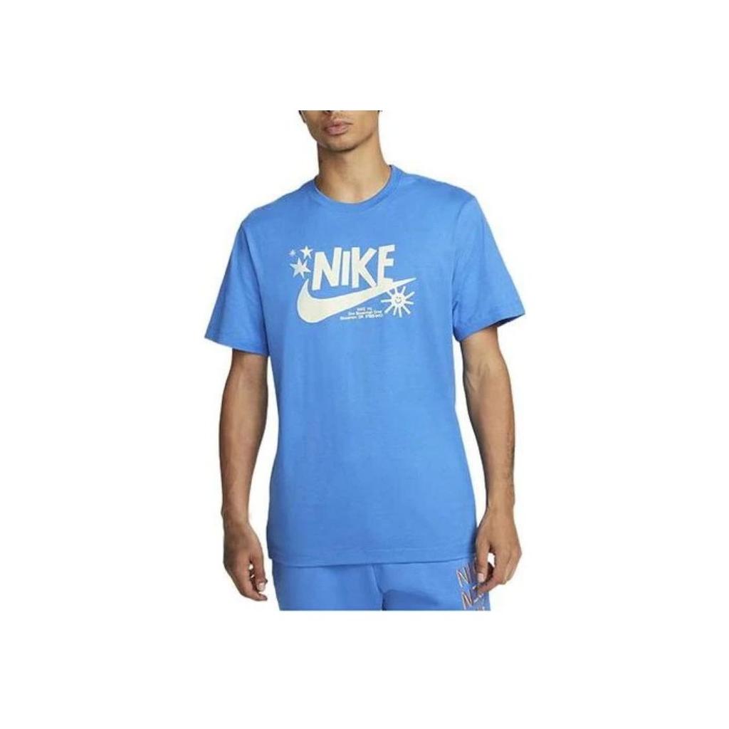 Nike Спортивная футболка с логотипом и круглым вырезом, мужские топы, синяя DR7808-435
