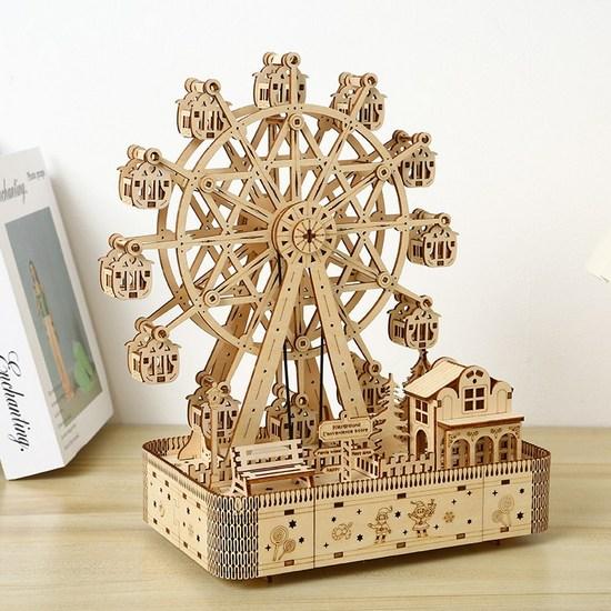 Cell Brain Mood Light Music Box Music Box 3D Wooden 3D Puzzle Ferris Wheel, Korean Popular Puzzles