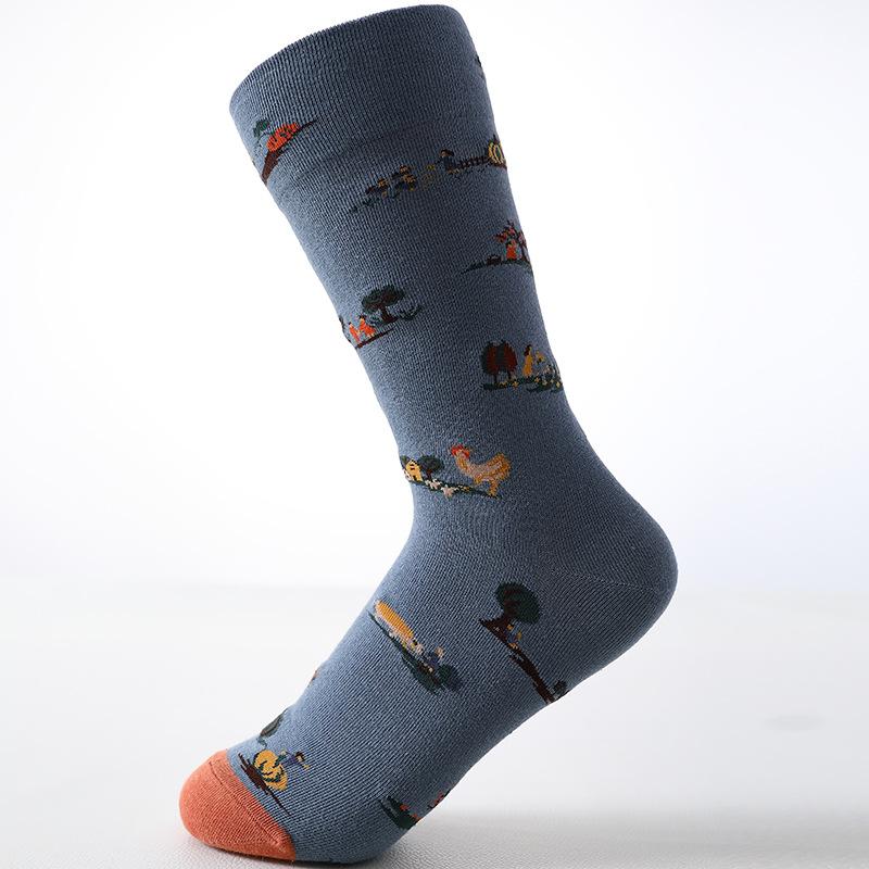 Хлопок гребенной пряжи новый ретро маяк японские носки приливные мужские и женские вышитые носки средней длины