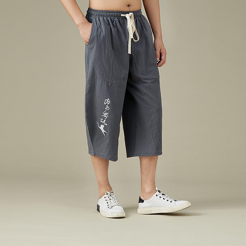 Мужские брюки Длинные хлопковые льняные свободные прямые повседневные брюки больших размеров