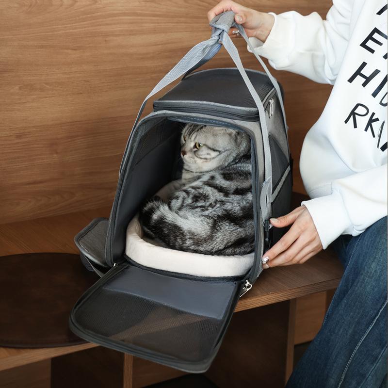 Foldable Cat Bags Soft-Sided Portable Dog Carrier Mesh Breathable Carrier Bags Foldable Cats Handbag Travel Pet Bag Transport Bag