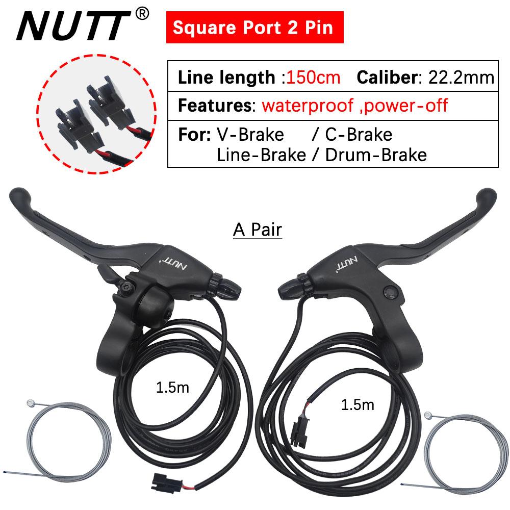 NUTT E-Bike Bike Scooter Electric Brake Lever Waterproof JULET Square 2pin Bicycle 22.2MM With Bell For V- C- Line Drum Brake