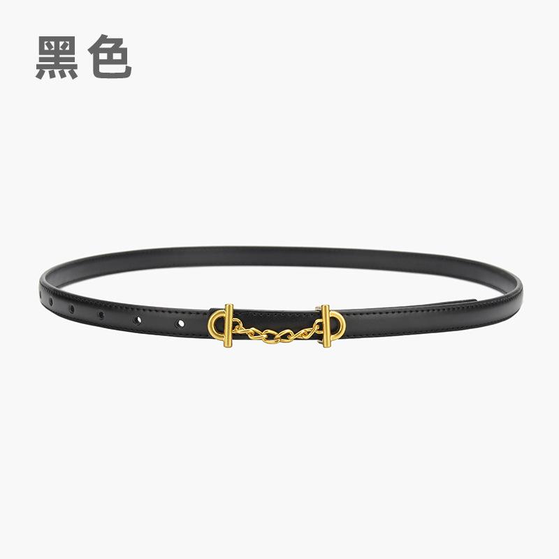 Retro Chain Smooth Buckle Belt For Women, Simple Style Jeans Belt For Women