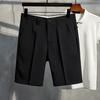 Мужские брюки в деловом стиле, офисные шорты, прямые, свободные, со средней талией, застежка-молния, однотонные брюки длиной до колена