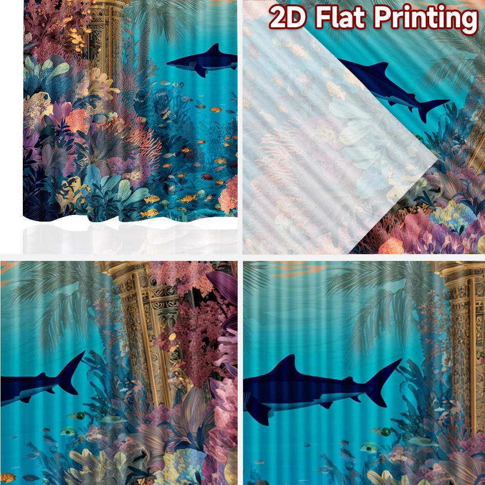 2pcs, 2D FLAT PRINTING Curtains (Without Rod) Ocean Paradise Christmas Festival Creative Curtains Versatile Polyester Fabric