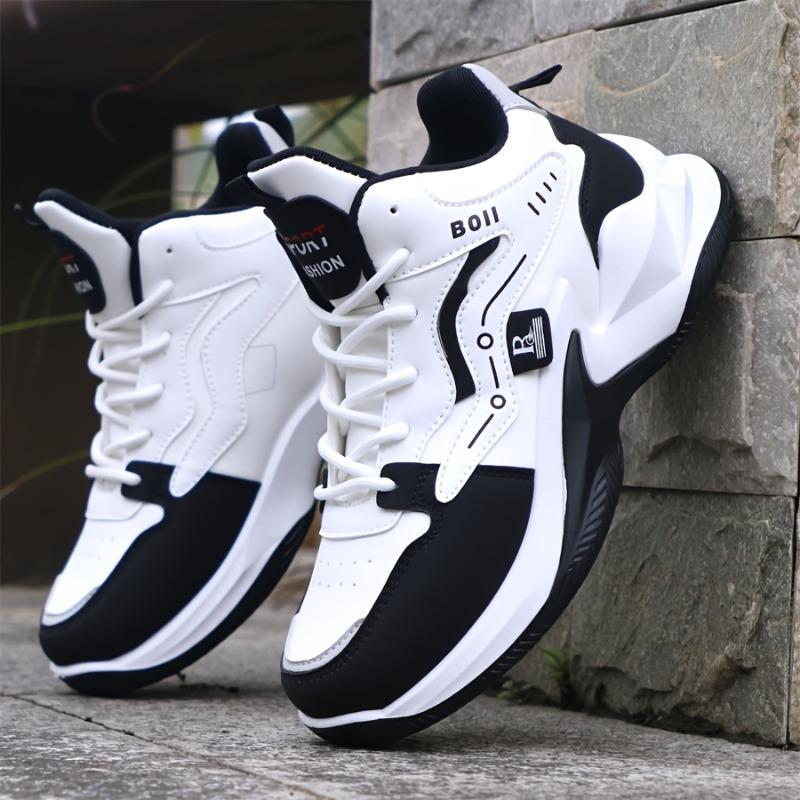 Мужские кроссовки, Новые повседневные универсальные кожаные высокие кеды, Противоскользящие и износостойкие спортивные туфли