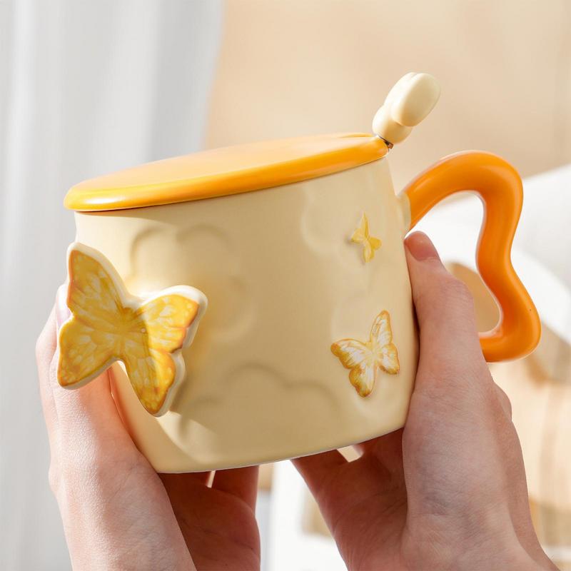 3D Цветок Бабочка Керамическая Кофейная Кружка Бабочки Чайная Чашка Чашки для Молока Воды Подарок на День Рождения для Подруги Мамы Женщин День Матери
