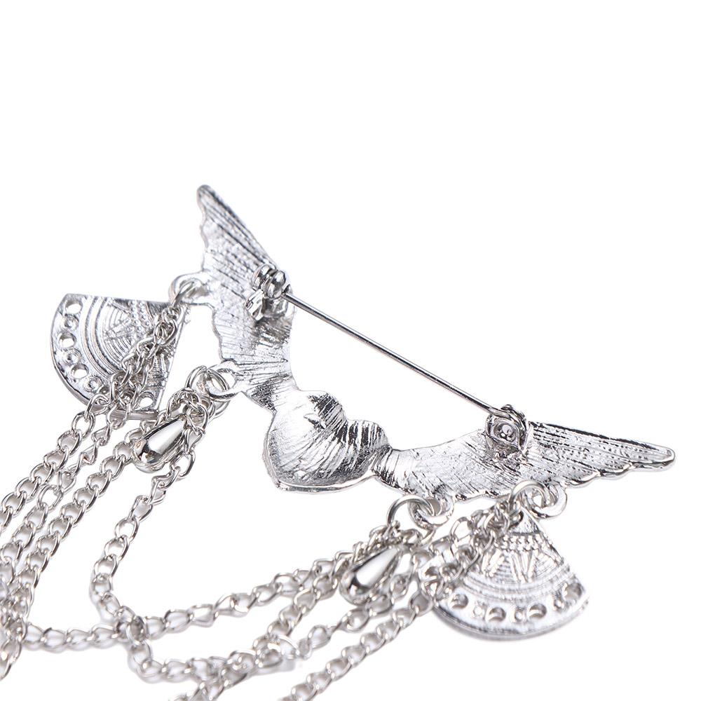 Suit Retro Chain Angle Wing Lapel Pin Heart-Shaped Jewelry Brooches Fashion Accessories Brooch Pins