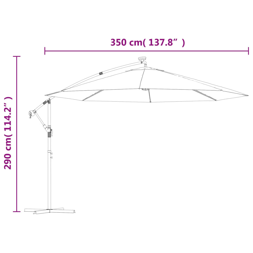 Umbrella with LED Lighting and Metal Pole 350 cm Anthracite