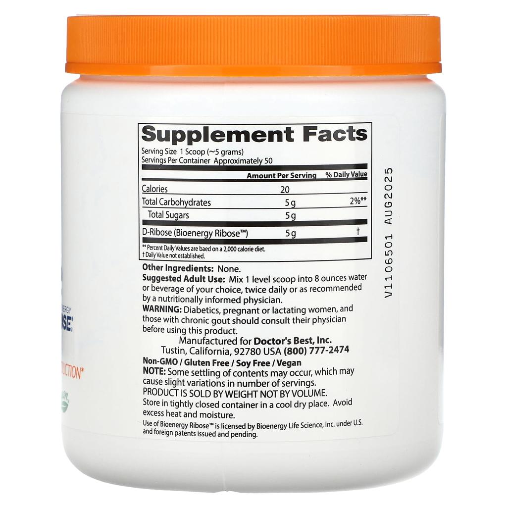 Doctor's Best, Чистый порошок D-рибозы, 8,8 унции (250 г)