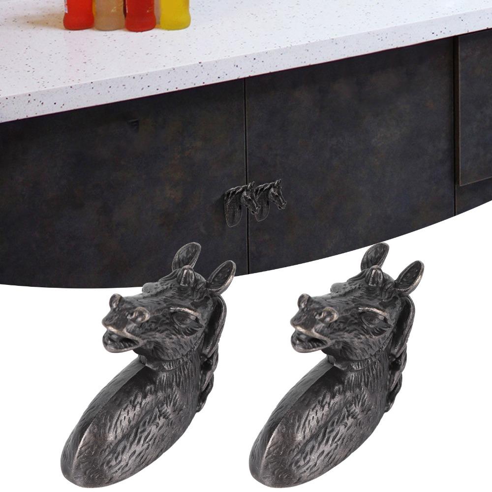 2pcs Zinc Alloy Drawer Pulls Durable Horse Head Knobs Modern Cabinet Handles Cabinets