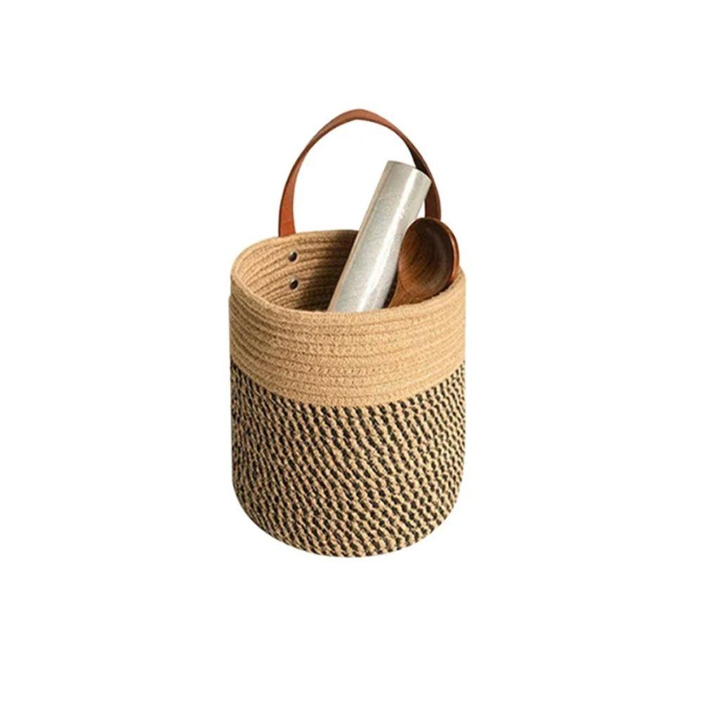 Cotton Rope Hand Woven Hanging Baskets Natural Wicker Plant Flower Pot Snack