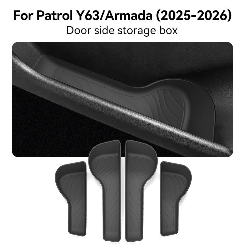For Nissan Patrol Y63 Armada 2025 2026 Interior Storage Box Set Console Armrest Door Organizer Car Accessories