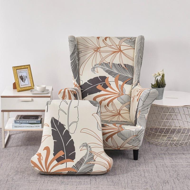 Чехлы для стульев с крыльями, 2 шт./компл., эластичный чехол для дивана, чехол для кресла с принтом, защитный чехол для мебели, мягкий диван с эластичным дном