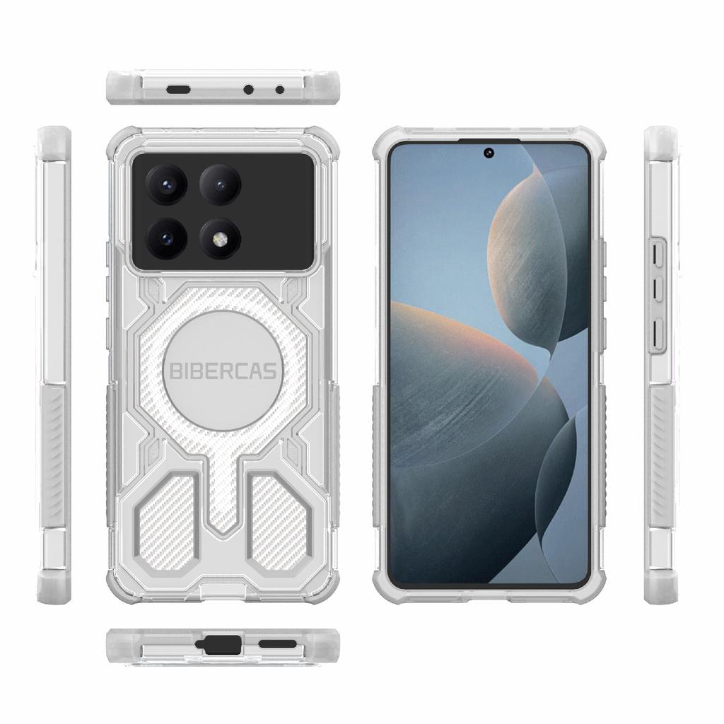 BIBERCAS J-16 Transparent Series For Xiaomi Redmi K70E 5G/Poco X6 Pro 5G Case Compatible with MagSafe TPU+PC Phone Cover