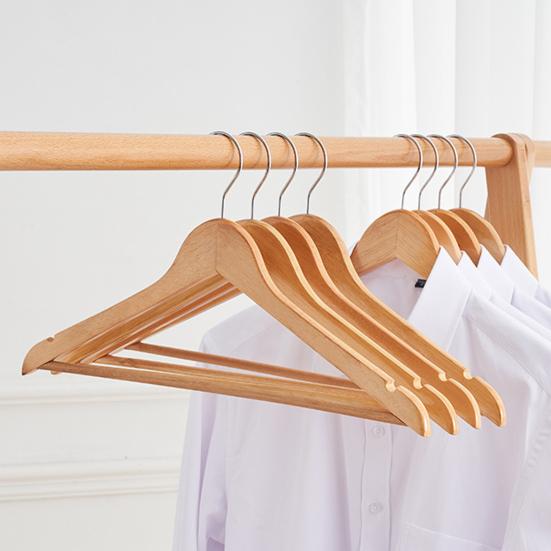 5Pcs Wood Hangers Sturdy Durable Space-Saving Clothes Hanger with Metal Hooks Closet Organizer Home Supply