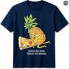 Men Women Funny Pineapple Pizza T-Shirt Shhh No One Needs To Know Graphic Tee Summer Casual Short Sleeve Food Meme Tops