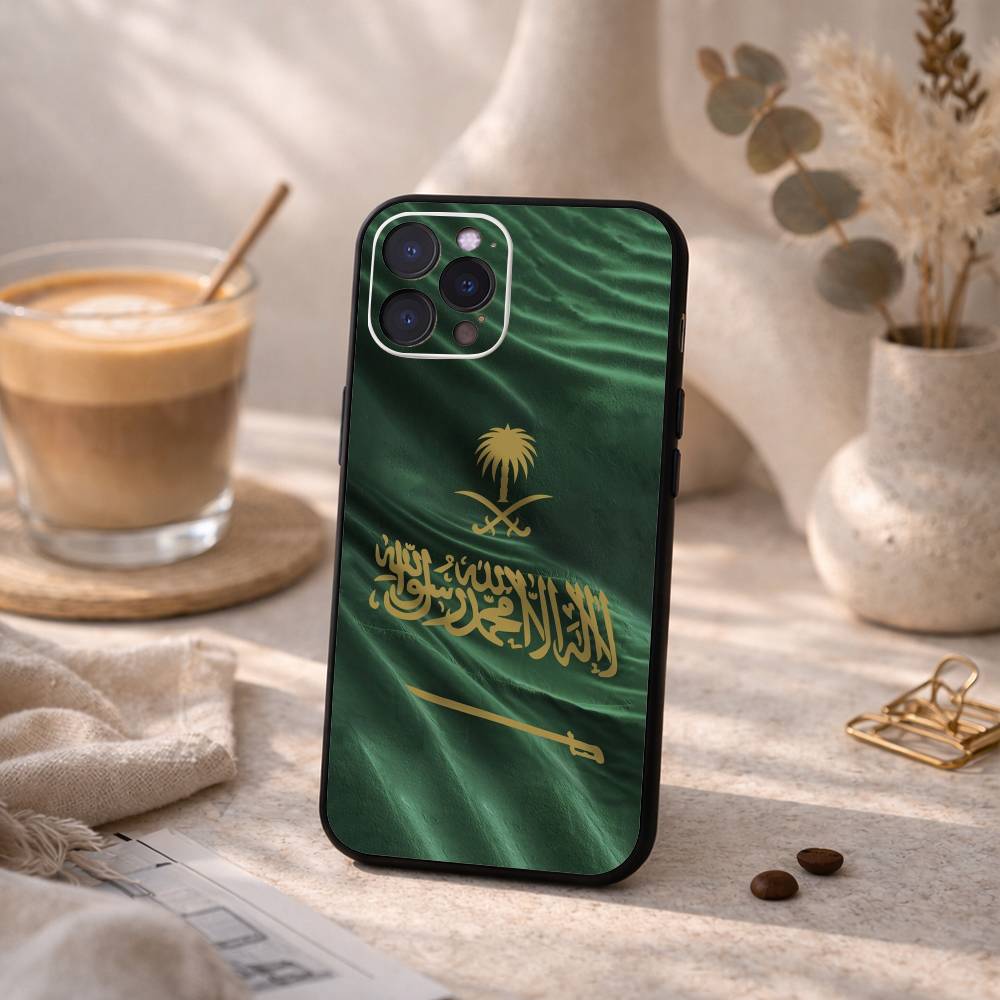 Чехол для телефона с флагом Королевства Саудовская Аравия для iPhone17 16 15 14 13 12 11 Pro Max Plus, 5G Мягкий черный чехол