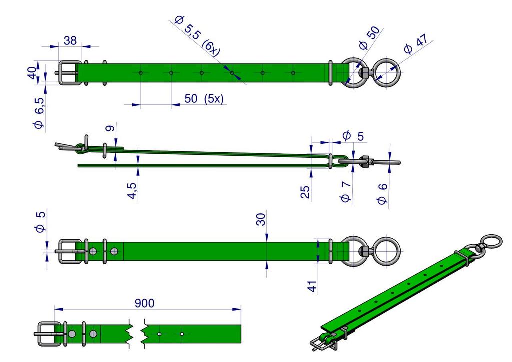 Narrow collar, 90 x 3 with a swivel, Royal Farm