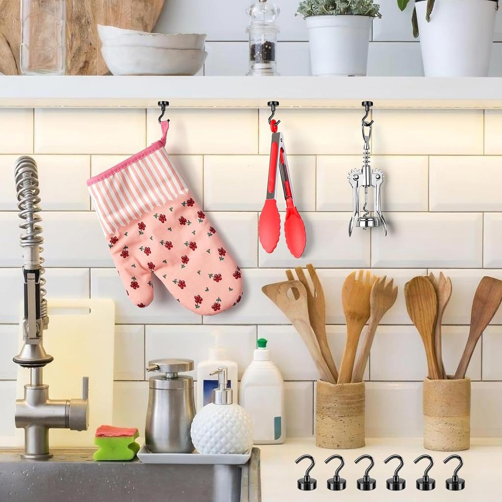 Магнитные крючки Черные магнитные крючки Сильные неодимовые магниты с крючками Маленькие металлические магнитные крючки для холодильника