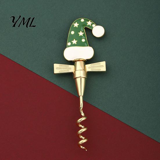 Durable Cork Remover Zinc Alloy Christmas Wine Bottle Opener, Enamel Hat/Gift/Bear/Dachshund Design, Ergonomic Opener Double Wing Handle Corkscrew,