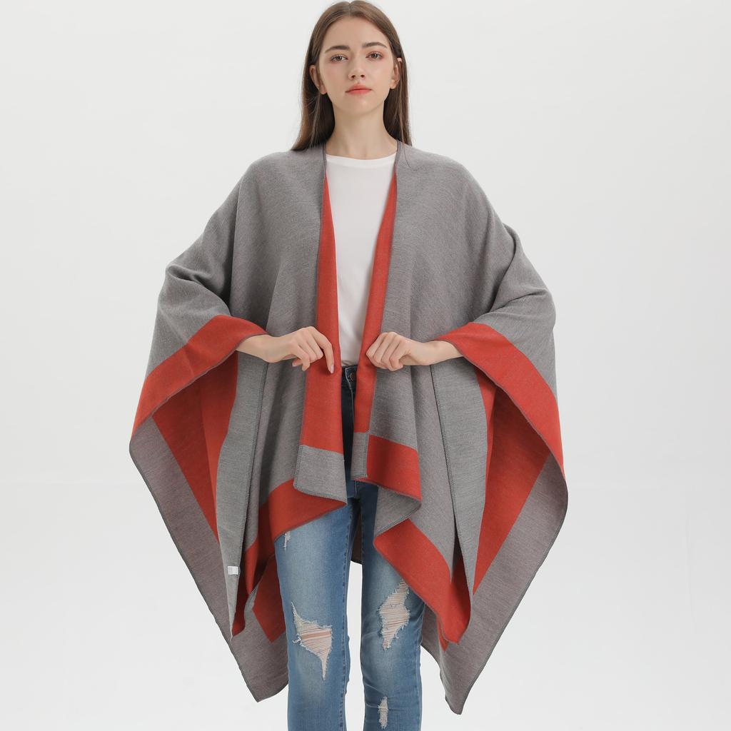 New Women's Spring Scarf Shawl Fashion Versatile Solid Color Four Seasons Imitation Cashmere Split Cape Amazon