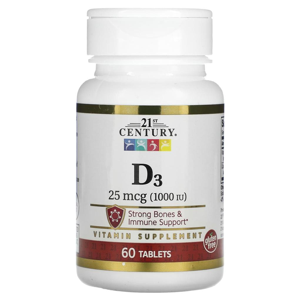 21st Century D3, 25Mcg(1,000Iu), 60 Tablets