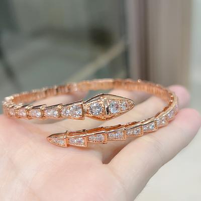 Классический модный и атмосферный браслет со змеей, инкрустированный цирконами, подарок для девушки