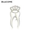 Crown Tooth Shape Brooch Alloy Crystal Brooches Dentist Gift Women Girls Suit Dress Party Clothes Pins