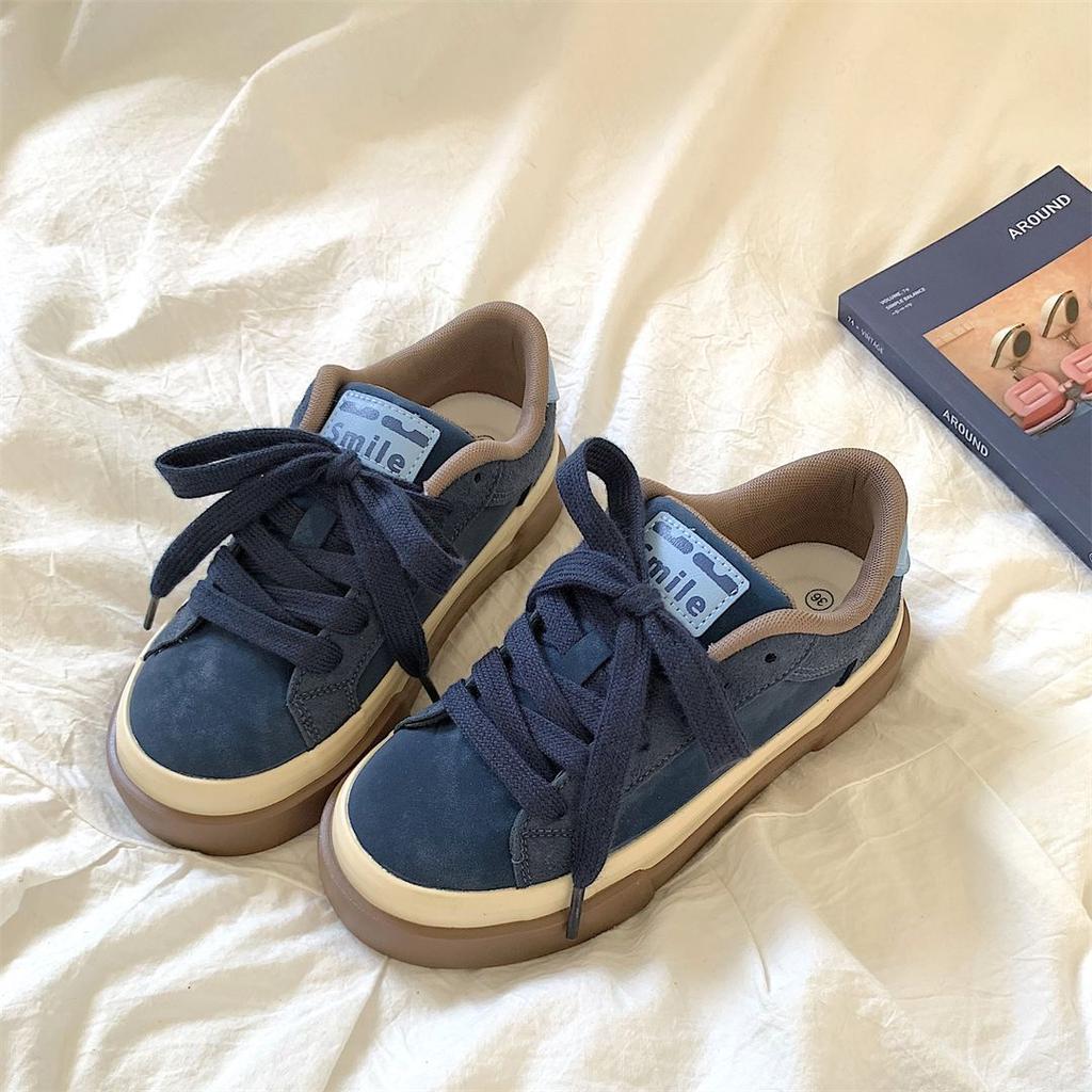 Spring Retro Casual Board Shoes Women's New Blue Casual Niche Design Platform Shoes Ins