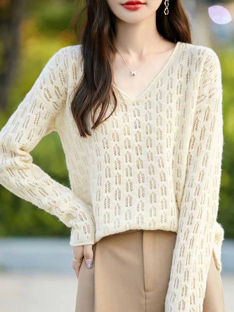 Женский кашемировый свитер Qinghe cashmere 30% кашемир 70% шерсть Осенне-зимний кашемировый свитер мягкий и теплый