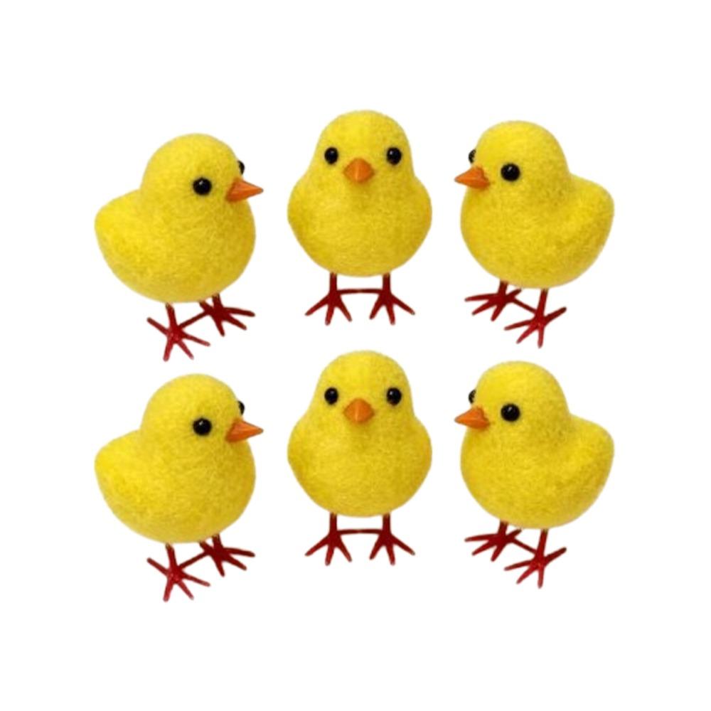 Realistic Easter Chick Figurine Flocking Mini Chicken Toy Cute Plush Chicken Ornament Home Decor