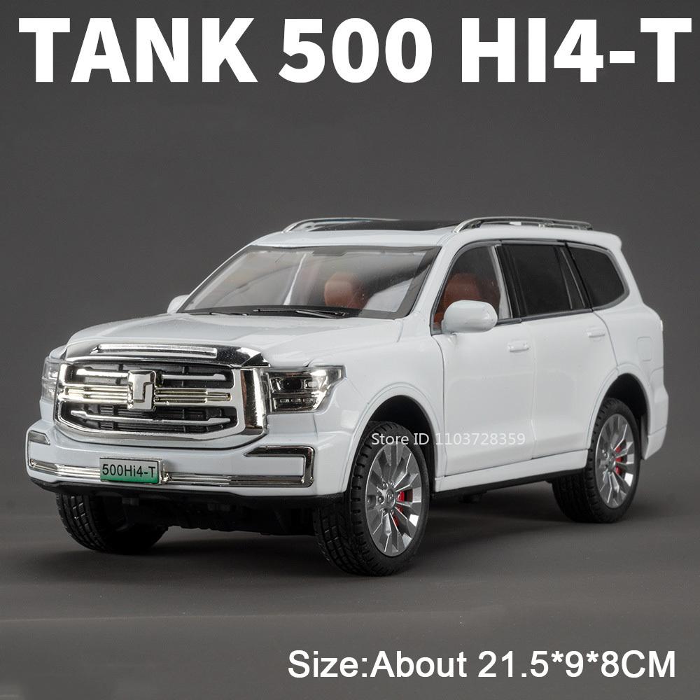 1:24 Tank 300 500HI4-T Car Toy Models Alloy Diecast Off-road Vehicles Sound Light Doors Opened Pull Back for Boys Birthday Gifts