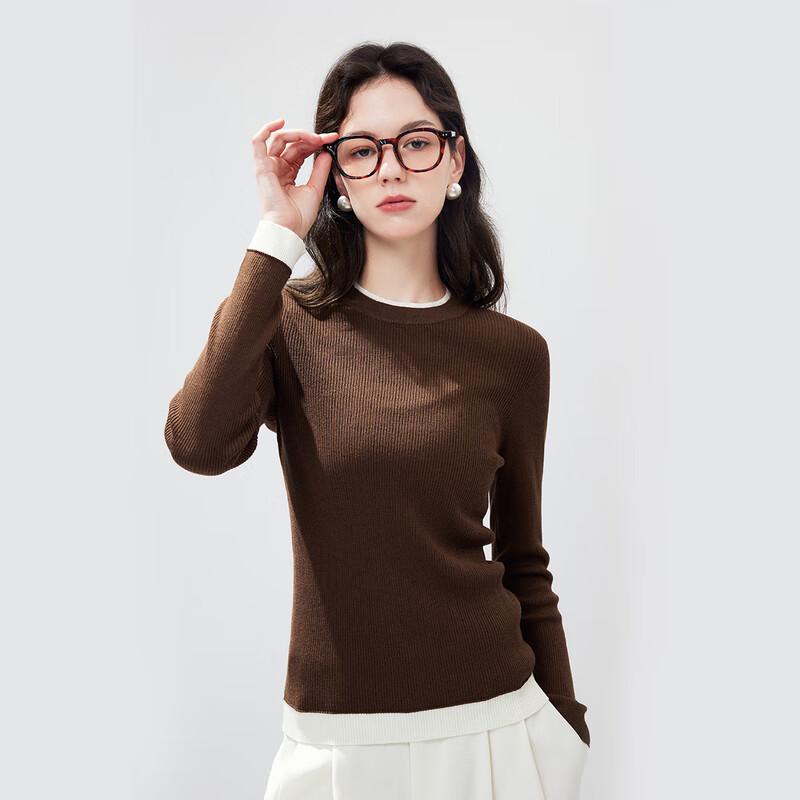 Women's Faux Two-Piece Wool Blend Knit Top