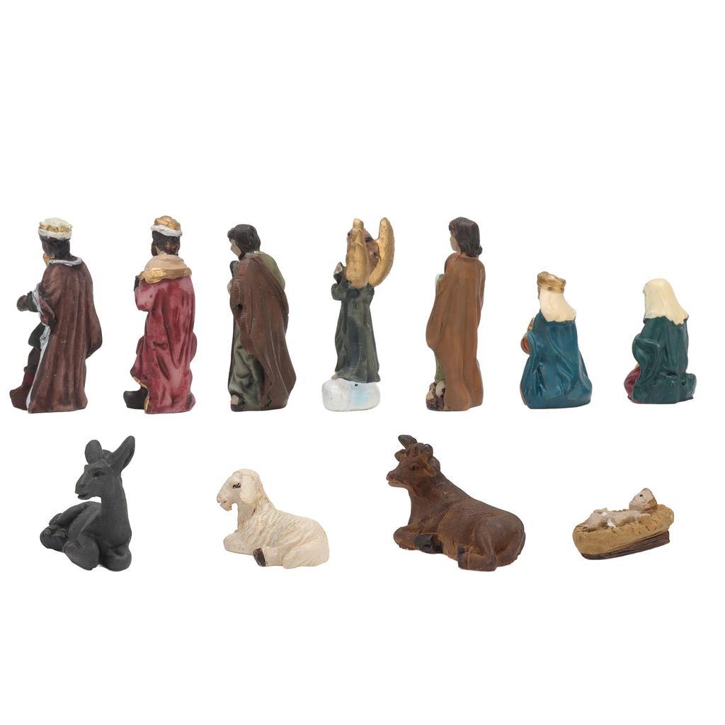 11 Pcs Christmas Resin Nativity Sets Vivid Lifelike Christmas Ornament Gifts for Holiday Desktop