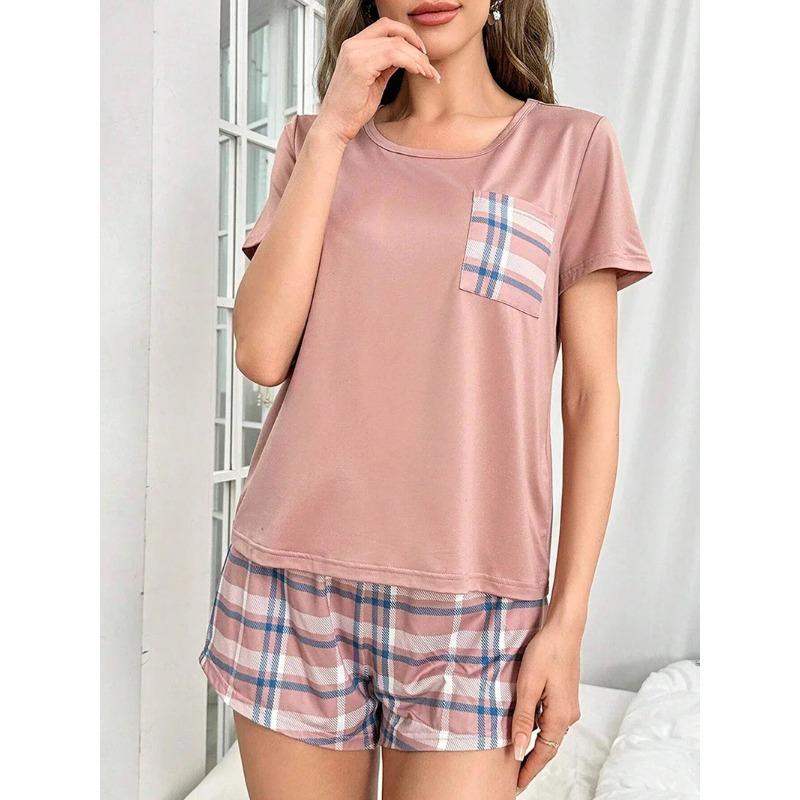 Женская одежда, летняя новинка, шорты с короткими рукавами, пижамный комплект, напечатанный, тонкий, простой, удобный, для отдыха, домашняя одежда, комплект из двух предметов