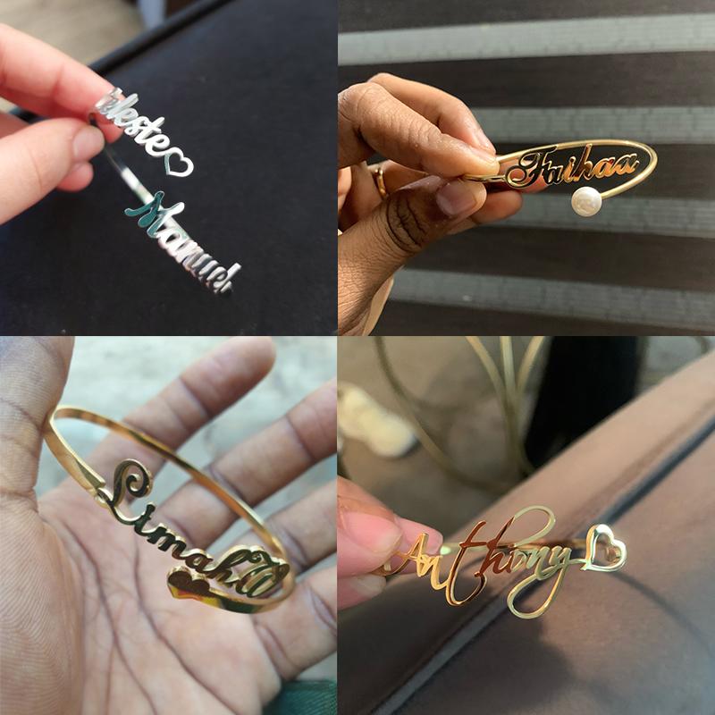 Браслет Goxijite на заказ с большим именем, персонализированные браслеты в форме сердца с 2 именами для женщин и мужчин, ювелирные аксессуары из нержавеющей стали